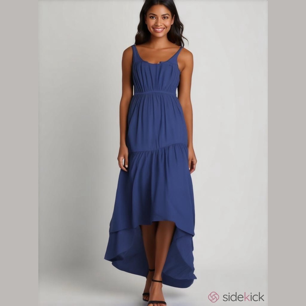 gf by geren ford Cobalt Blue Maxi Dress Size XS High Low Hem Tiered Skirt NWOT